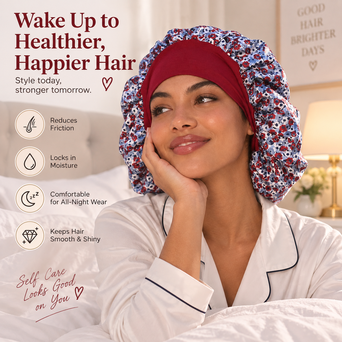 Satin Damage Defense Hair Bonnet - 2 Pcs