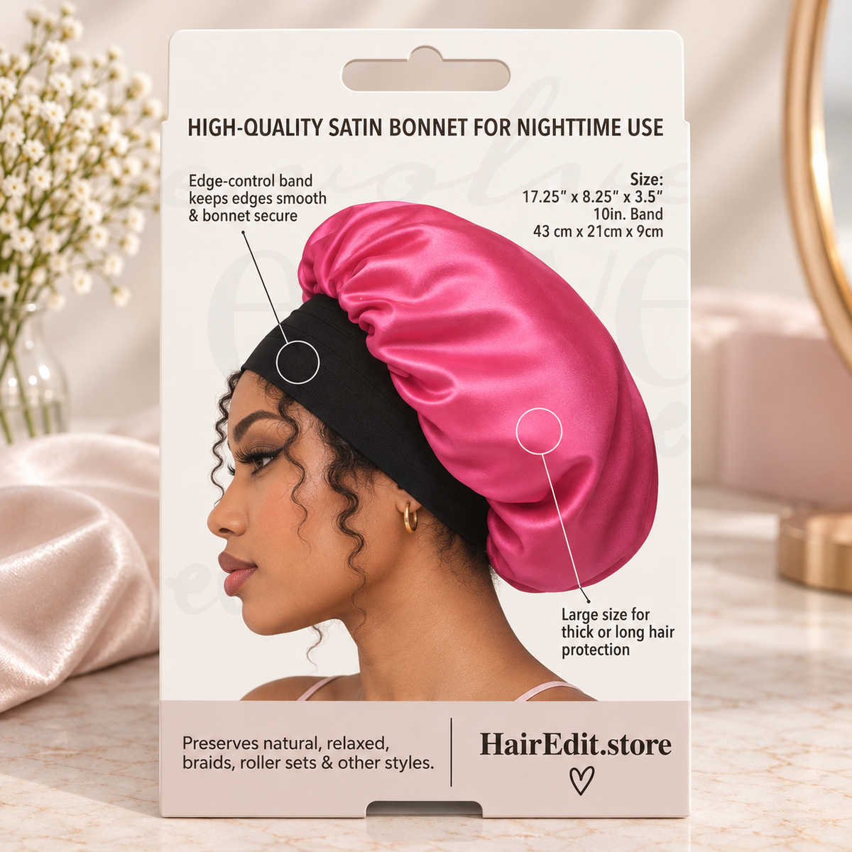 Wide Edge Satin Sleep Bonnet