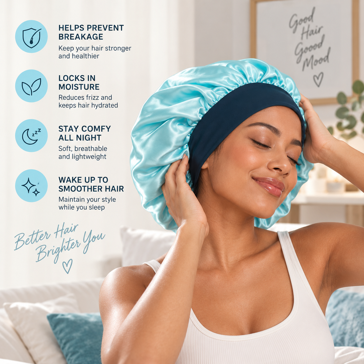 Medium Hair Satin Sleep Bonnet